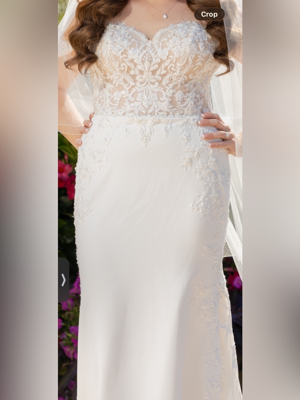 Justin Alexander “Daria” Lace Sweetheart Wedding Dress, Size 10 36B